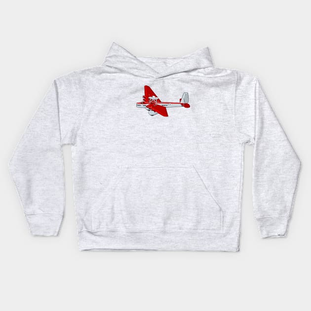 Cartoon retro airplane Kids Hoodie by Mechanik